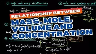 Relationship between mole, mass, volume and concentration #mole #moleconceptclass11