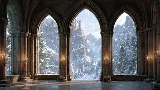 From the Old Window Ambience with Falling Snow and Quiet Winter View for Deep Relaxation
