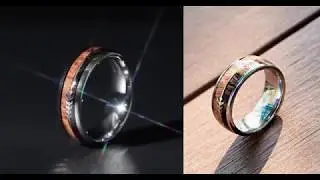 Natural Wood & Arrow Design Tungsten Ring For Men's