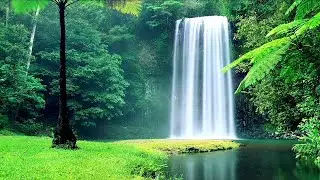 Nice water fall and smooth relaxing music, Healing sleep and relieve stress