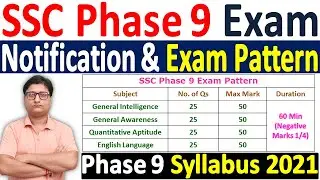 SSC Phase 9 Recruitment 2021 Notification &brvbar;&brvbar; SSC Phase 9 Syllabus 2021 &brvbar;&brvbar; SSC Phase 9 Exam pattern