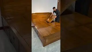 Luxury Wood Bed, Amazing Furniture #shorts