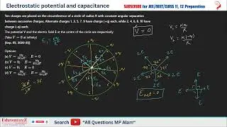 Ten charges are placed on the circumference of a circle of radius R with constant angular separation