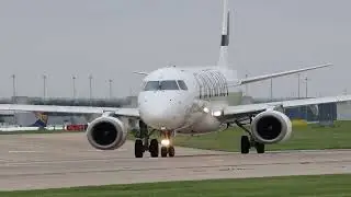 Finnair taxi and take-off from manchester 23L