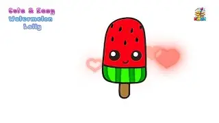Drawing Watermelon Lolly 🍉🍭 | Super Easy Cute Digital Drawing