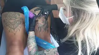 Vid&eacute;o tatouage acc&eacute;l&eacute;r&eacute;e du portrait D&eacute;mone Astart&eacute; - R&eacute;alisme
