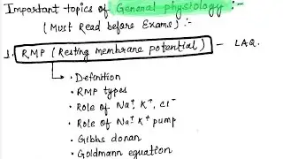 IMPORTANT TOPICS OF GENERAL PHYSIOLOGY||GENERAL PHYSIOLOGY IMPORTANT TOPICS