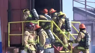 Santa Barbara County Fire held live fire safety training exercises at the Burton Mesa ...