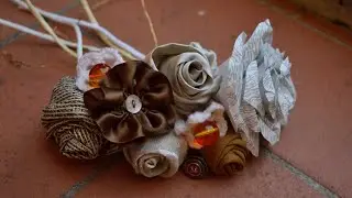 💐 PAPER AND FABRIC FLOWERS WEDDING BOUQUET