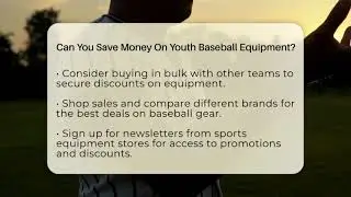 Can You Save Money On Youth Baseball Equipment? - Baseball Equipment Hub