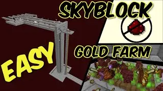 How To Build The EASIEST GOLD FARM in Minecraft Skyblock No Redstone! 1.20.1 Java Only!