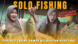 SOLO FISHING - MANCING, MASAK, HUJAN, MENIKMATI SUASANA KOLAM IKAN KAKEK DI TENGAH HUTAN