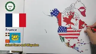 Drawing North America flag map drawing | 2025 North America Flag map drawing