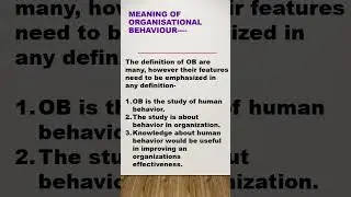 MEANING OF ORGANISATIONAL BEHAVIOUR  #mba #viral #trending #bba