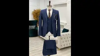 GentWith Miami Navy Blue Slim Fit Peak Lapel Suit