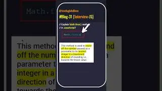 Explain Math.floor() method in JavaScript # #coding #interviewquestions #jstips