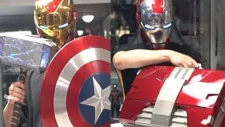 [AutoKing]Iron Man Mark 5 Voice Control Helmet & Captain America Diecast Shield