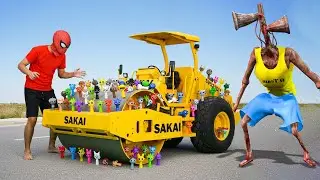 Spider-Man & Siren Head: A Strange Sprunki Discovery Road Roller! 🚧