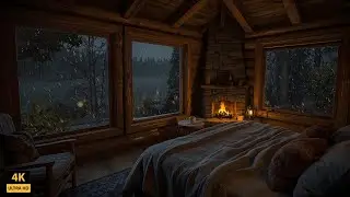 Dreamy Rain on the Roof with Warm Fireplace for Perfect Sleep | Ultimate Sleep Escape