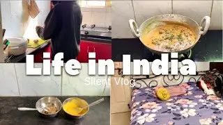 Peaceful Silent Vlog | Changing Bedsheet, Morning Poha, Malai Chicken Handi & Skincare Routine
