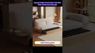 Japandi Teddy Plush Fabric Sofa Bed with Underneath Storage