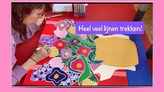 Mijn kat met bloemen schilderij en het begin van mijn grote schilderij!