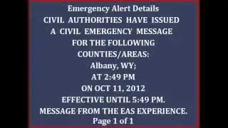 Plane Crash Message: Albany County, WY (10/11/12)