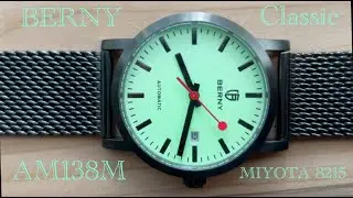 BERNY Classic AM138M MIYOTA 8215 Japanese Automatic Movement Gunmetal Color 316L SS + Sapphire Glass