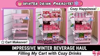 Immersive Winter Beverage Stockpile 🍹🧃 | Filling My Little Cart with Cool Drinks & Cozy Happiness🥂🧋