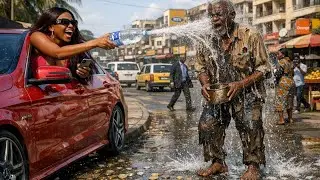  La fille d’un milliardaire a versé de l’eau sur un pauvre vieil homme mendiant