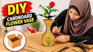 Cardboard Craft Idea | How to Make a Beautiful Flower Vase from Cardboard at Home