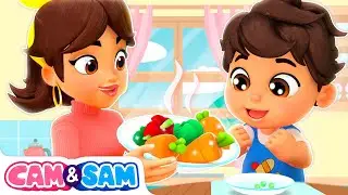 Canción para la Hora de Comer 🥗 Buenos Modales y Hábitos Saludables | Cam & Sam Canciones