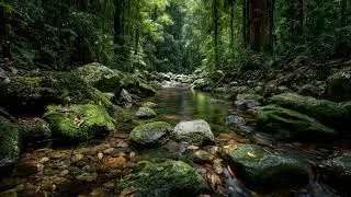 Forest Trail Beside Flowing Creek