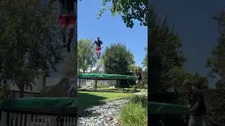 Dad pulls trampoline 🤣😆 Vid by poplikecorn #shorts #trampoline #fails