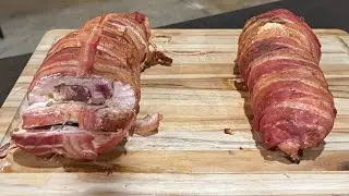 Bacon wrapped stuffed turkey breast