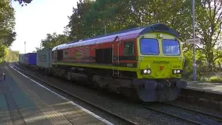Felixstowe container freight trains passing through westerfield station 15/11/23