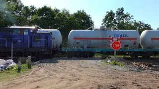 [4K] Przejazd kolejowy, Rodowo - przed i w trakcie prac na linii 217 | Polish railroad crossing