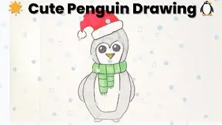 Draw a Cute Penguin Step-by-Step | Easy Christmas Drawing for Kids 🐧🎄