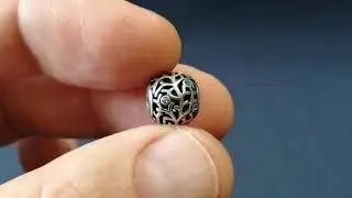 Sterling silver branching coral bead with Swarovsky crystals, 7SEAS Jewelry, close up