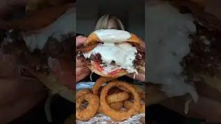 Ultimate Crispy Beef Burger  Cheese, Bacon & Onion Rings Delight!#asmr #viral#eatingshow
