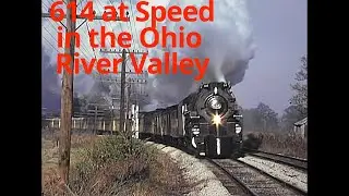 C&O 614 Thunders along the Ohio River on 1980 Cincinnati to Ashland Excursion all in Prime Form.