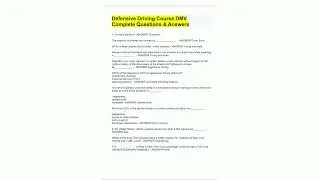 Defensive Driving Course DMV Complete Questions  Answers71