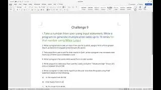 Challenge 1 - How to program multiplication table by using while loop?