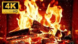 🔥 Cozy Night by Fireplace 4K 🔥 Warm Fireplace & Crackling Fire Sounds | Relaxing Fireplace Ambience