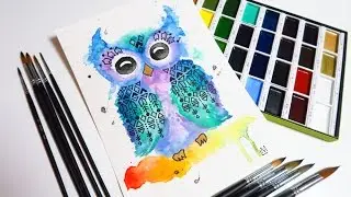 Watercolour Aztec Owl | Speedpainting