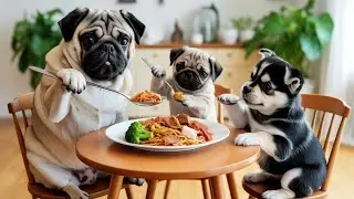 Mama Pug Rescues Homeless Husky Puppy, Cooks Delicious Meals and Raises It as Her Own 🐶