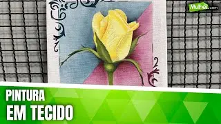 Pintura em tecido - Botão de rosa elegante