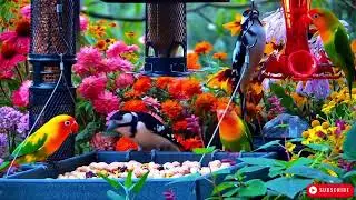 🔴 LIVE 4K Cottage Garden Bird Feeder: Cardinals, Woodpeckers, Song Birds, Bees, Sleep and Flowers