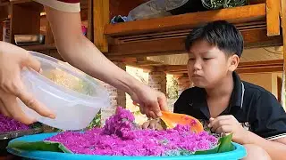 Traditional Five-Color Sticky Rice Recipe with Mung Beans | Peaceful Mountain Cooking2