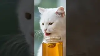 #DreamScreenAI cat eating honey 🍯 #cat #cute #funny #eating